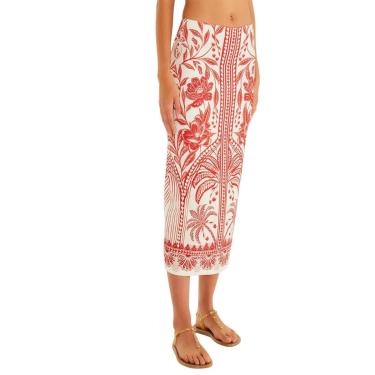 Imagem de Saia Midi Farm Rio Reta Coqueiro de Flor-Feminino