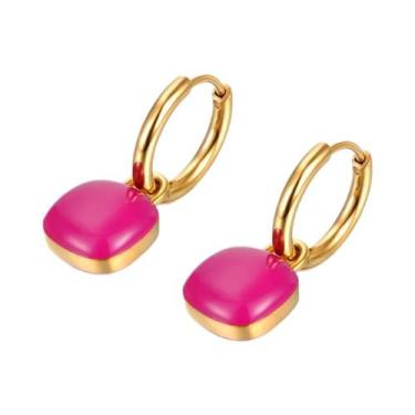 Imagem de Brincos De Argola Quadrados Em Aço Inoxidável Com Revestimento De Ouro