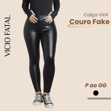 Imagem de Calça Feminina Skinny Vinil Couro Fake Forrada-Feminino