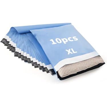 Imagem de Bolsa de envio com 10 peças, envelope colorido, bolsa de envio, embalagem autocolada e à prova d'água para envio de roupas Dimensões: 38 x 52 cm (azul)