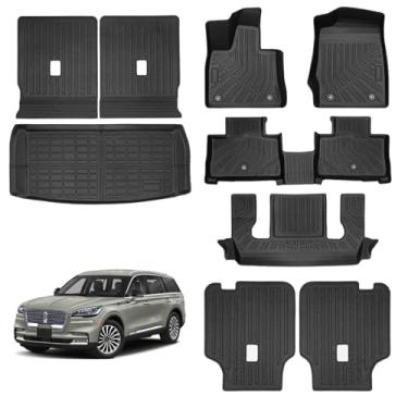 Imagem de ZQULOYO Tapete de chão forro de carga tapete de encosto compatível com acessórios Lincoln Aviator 2020-2025 2026 com gancho e laço tapete de porta-malas traseiro protetor de capa traseira para todos