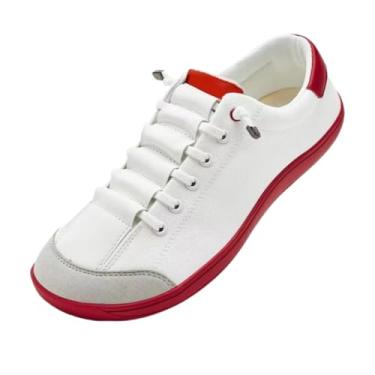 Imagem de XinYiQu Tênis feminino minimalista de lona com bico largo, sem queda, tênis de lona para corrida e caminhada, Vermelho, 39