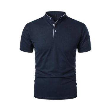 Imagem de Camisa Polo Casual Masculina De Verão Em Cor Sólida, Manga Curta, Resp