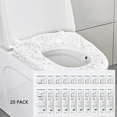 Imagem de Pacote com 20 capas de assento de vaso sanitário descartáveis | Embalagem independente | Tecido não tecido | Capa de assento descartável para banheiros públicos | Essenciais de viagem