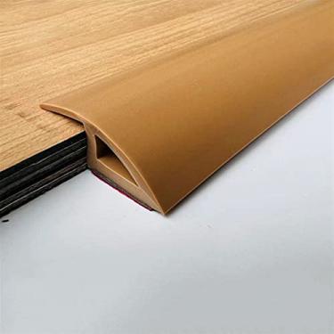 Imagem de Tira autoadesiva de transição de piso de 2 m, tira de acabamento de PVC para carpete e borda de piso, transições de limiar de PVC adequadas para altura limite de 8 ~ 10 mm (marrom)