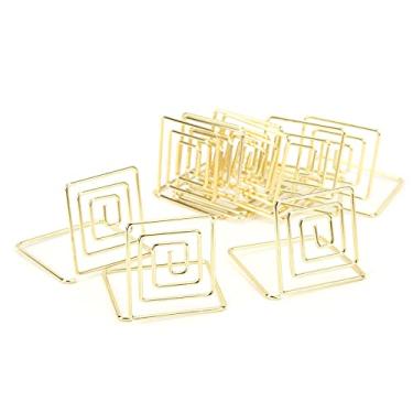 Imagem de 10 porta-cartões de visita, mini suporte de exibição de mensagens de metal fofo para número de mesa, foto, memorando, cédula, lembrancinhas de casamento, noivado, festa de aniversário (ouro)