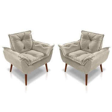 Imagem de Kit 02 Poltrona Opala Decorativa 4 almofadas 40 x 40 - Sonho das Poltr