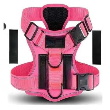 Imagem de Peitoral Ajustável Refletivo para Cachorro Porte Médio e Grande, Colete Reforçado Confortável com Regulagem e Segurança(Rosa,G (L))