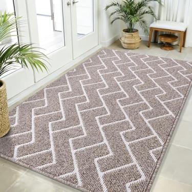 Imagem de OLANLY Tapete de porta frontal, suporte de borracha antiderrapante, resistente à sujeira e absorvente, lavável, capacho interno de baixo perfil fácil de limpar para porta traseira, entrada, entrada