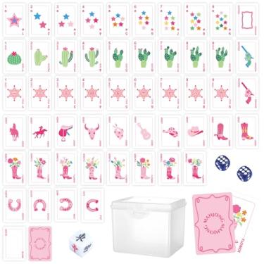 Imagem de Thenshop 160 Tiles Mahjong Playing Cards Deck with Dice, Wind Indicator and Storage Box Cowgirl Mahjong Playing Card Standard Texas Set for Adults Family Portable Travel Game