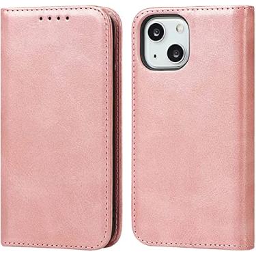 Imagem de VEVEL Capa de telefone em concha carteira de couro sintético, para Apple iPhone 14 Case 6,1 polegadas 2022 Capa fólio com função de stend magnética [suporte de cartão] (cor: rosa)