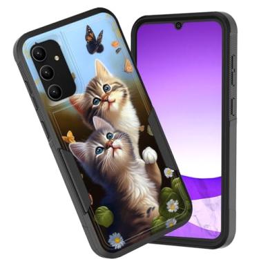 Imagem de CICPLKSE Capa para Galaxy A35/A55 5G, camada dupla, híbrida, à prova de choque, rígida, policarbonato macio, TPU, capa protetora para Samsung Galaxy A35/A55 5G 6,6 polegadas 2024, borboleta gatinha