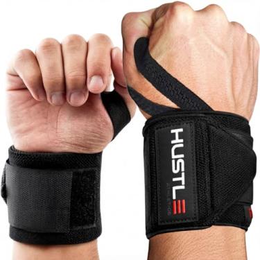Imagem de Hustle Athletics Envoltórios de pulso para halterofilismo - 45,7 cm e 30,5 cm Suporte de pulso premium para levantamento de peso para levantar peso e treinar mais forte - Alças de ginástica para