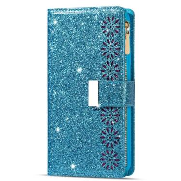 Imagem de Capa tipo carteira for Samsung Galaxy S24 Ultra/S24 Plus/S24, suporte tipo livro em fólio, capa para telefone for mulher, capa de couro com ranhuras para cartões com púrpura (azul)