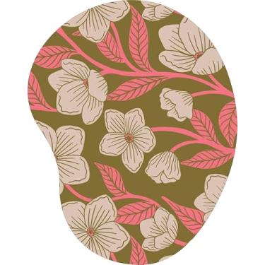 Imagem de Mouse Pad Ergonômico Gota Floral Bege e Rosa Fundo Oliva 4
