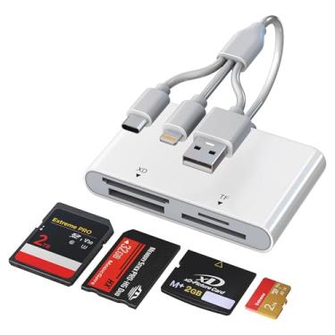 Imagem de Adaptador Memory Stick Pro Duo para Sony Lexar Sandisk – 4 em 1 USB C/Lightning/USB-A para SD/TF/MS/xD-Picture Multi Leitor de cartão de memória, adaptador OTG para iPhone/Android/Mac/PC/Pad