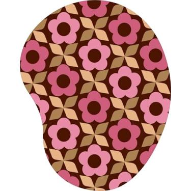Imagem de Mouse Pad Ergonômico Gota Padrão Geométrico Flores Rosas