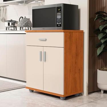 Imagem de Balcão Cozinha Melissa Multiuso: Suporte para Micro-ondas e Forno com 2 Portas e 1 Gaveta (Cedro/Off)