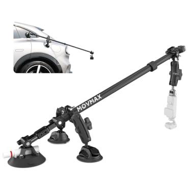 Imagem de MOVMAX Suporte para câmera veicular, compatível com DJI Osmo Pocket 3/Gopro/DJI Osmo 360/insta360, kit de montagem de carro com ventosa tripla com haste de fibra de carbono de extensão 2 em 1