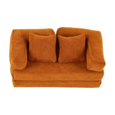 Imagem de Luwecf Sofá-cama em Miniatura para Casa de Bonecas Na Escala 1:12, Móveis em Miniatura, Acessórios para Projetos DIY, Adereços para Fotos, Decoração com Almo, Marrom