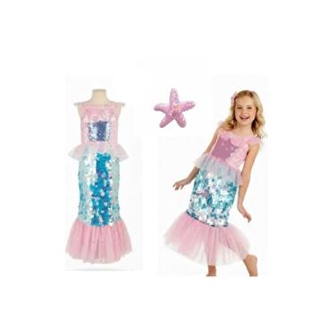 Imagem de Fantasia Infantil Feminina de Sereia Luxo Completa com Estrela (G)