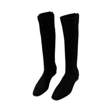 Imagem de Botas Chelsea De Camurça Femininas Outono 2025 Retrô Cano Alto Confort