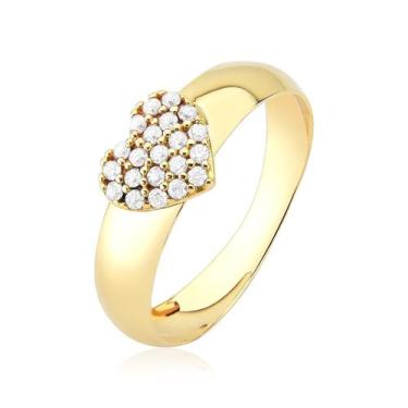 Imagem de anel feminino coração pedras ouro 18k zircônias ANCP100 - MAEHLER Arte