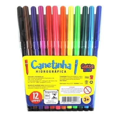 Imagem de 12 Canetinhas Hidrográficas Gatte Lavavel Infantil Escolar