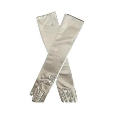 Imagem de Luvas Longas Metálicas Em Ouro E Prata Para Mulheres, Estilo Molhado, 