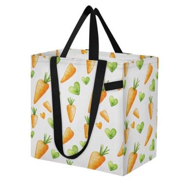 Imagem de SEHANY Sacolas de compras reutilizáveis de vegetais em aquarela com alças reforçadas, bolsa de compras de lona dobrável à prova d'água de grande capacidade para viagem, cozinha, praia