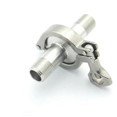 Imagem de Conjunto de encaixe de tubo de aço inoxidável 304 1/5.1 cm virola rosca macho BSP + braçadeira tripla de 3,8 cm + junta de silicone para fermentação caseira