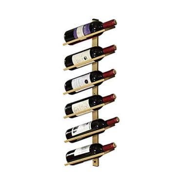 Imagem de Suporte para copos de vinho para pendurar na parede - Suporte de exibição de garrafa de vinho de metal, organizador de garrafas, prateleira de vinho, 6 garrafas (6 garrafas)