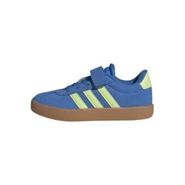 Imagem de adidas Tênis infantil unissex Vl Court 3.0 com cadarço elástico e alça, Azul royal/Pulse Lime/Goma, 13 Little Kid