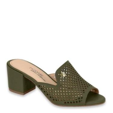 Imagem de Tamanco Feminino Modare Salto Baixo Grosso Conforto 7109.475 - Oliva Napa - 39-Feminino