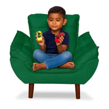 Imagem de Mini Poltrona Cadeira Infantil de Criança Suede Verde Pés Palito - Tuc