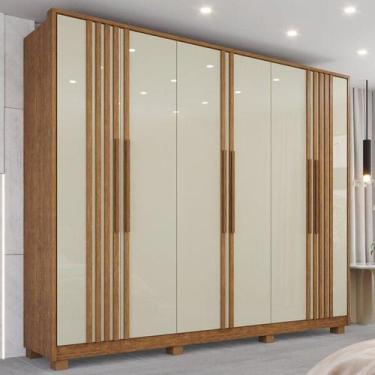 Imagem de Guarda-Roupa Casal Potenza Prime 6 Portas com Detalhe Ripado Cinamomo/