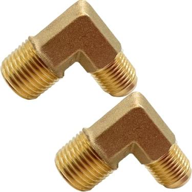 Imagem de 2 peças adaptador de cotovelo de 90 graus, alargador x macho NPT latão encaixe para linha de óleo combustível de ar da CX WONDERLAND (3/20.3 cm flare x 1/5.1 cm NPT macho)