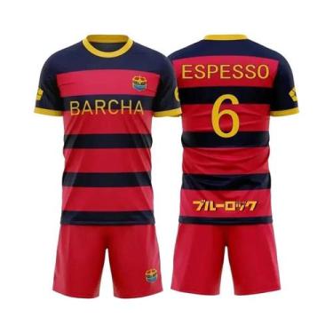 Imagem de Camiseta De Verão Masculina De Manga Curta Blue Lock FC Barcha, Conjun
