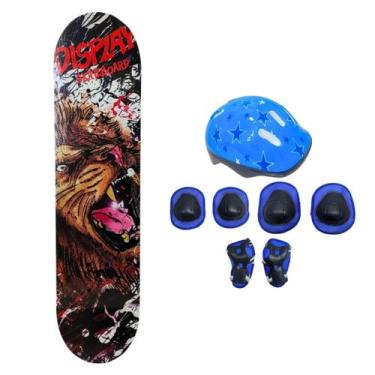 Imagem de Skate Infantil Radical Leão + Kit Proteção Estrela ul - Funs