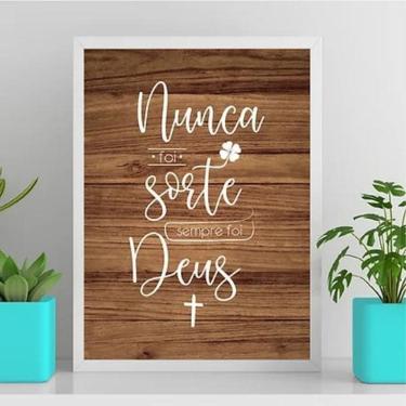 Imagem de Quadro Nunca Foi Sorte Foi Deus 45X34Cm - Com Vidro Branca