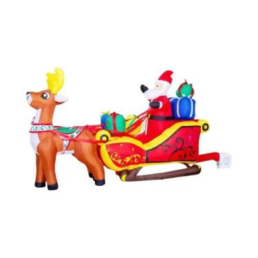 Imagem de Grande Trenó Inflável Do Papai Noel De 2,1M Com Luzes LED Para Decoraç