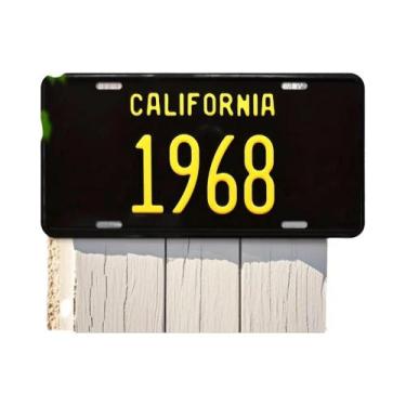Imagem de Placa De Licença De Metal Vintage Califórnia 1968, Letras Pretas E Ama