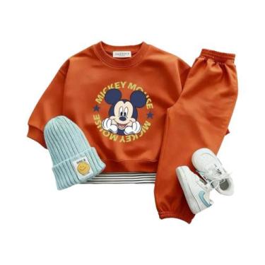 Imagem de Conjunto De Moletom E Calça Infantil Mickey Laranja: Blusão De Gola Re