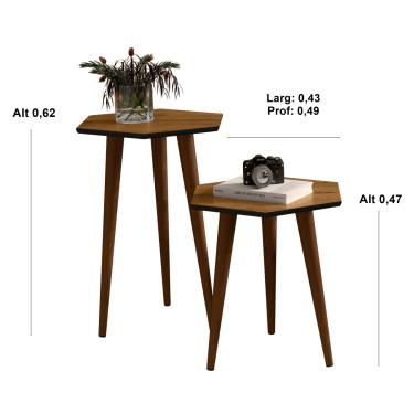 Imagem de Jogo 2 mesas Pés Palito Tampo Sextavado Cores - Comprar Moveis em Casa