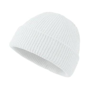 Imagem de Gorro De Lã Tricotado Unissex Quente, Cor Sólida, Estilo Moderno Para 