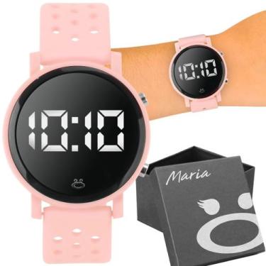 Imagem de relogio feminino digital premium led rosa silicone caixa data ajustave