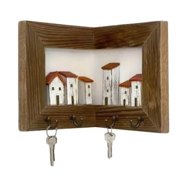 Imagem de Porta-chaves para parede, decoração de casa rústica de vintage 3D | Cabide de chave de parede - para entrada de entrada, entrada, corredor, sala de estar, cozinha, garagem, estação de