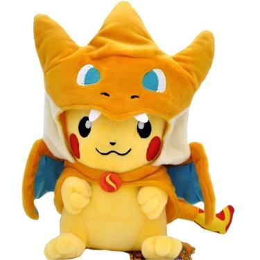 Imagem de Pikachu Mega Charizard Y Pelúcia Pokemon Cosplay Roupa 22Cm