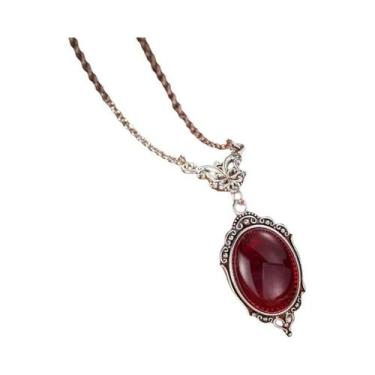 Imagem de Colar Com Pingente De Quartzo Vermelho Sangue Para Mulheres, Joias Gót