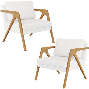 Imagem de Kit 02 Poltrona Pietra Estrutura L02 Corano Branco